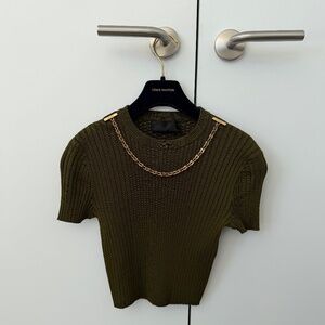 Olive Green Givenchy Top with gold Chain
